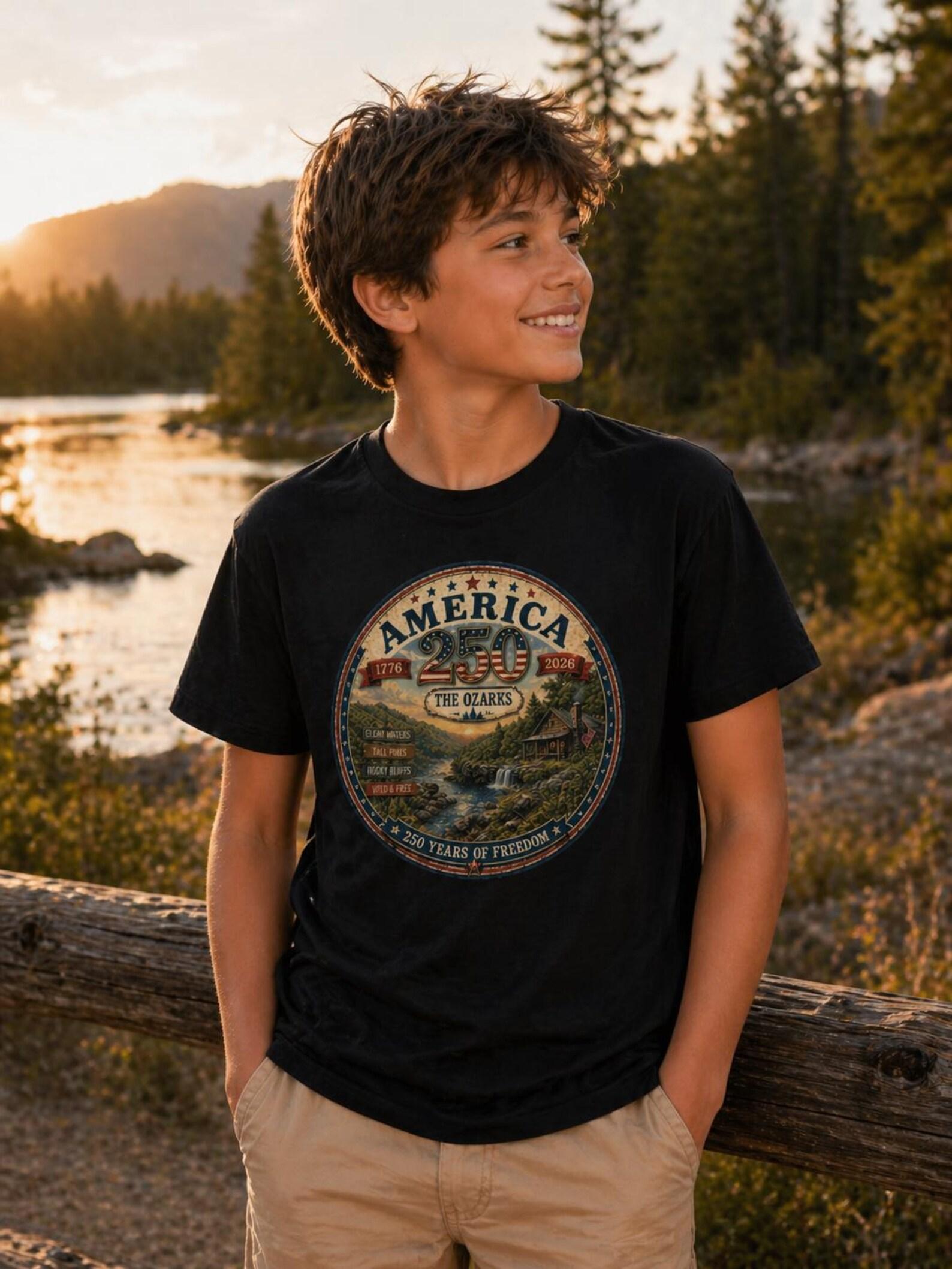 Vintage America The Ozarks Kids Tee | Patriotic Emblem 120