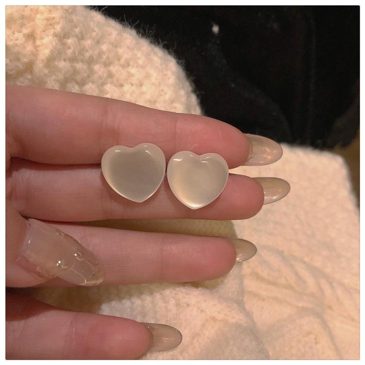 S925 Elegant White Moonstone Cat's Eye Stud Earrings - High-End French Fairy Style