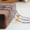Purple Natural Stone Round Beads Beaded Handmade Necklace Heart Pendant Personality Temperament Jewelry