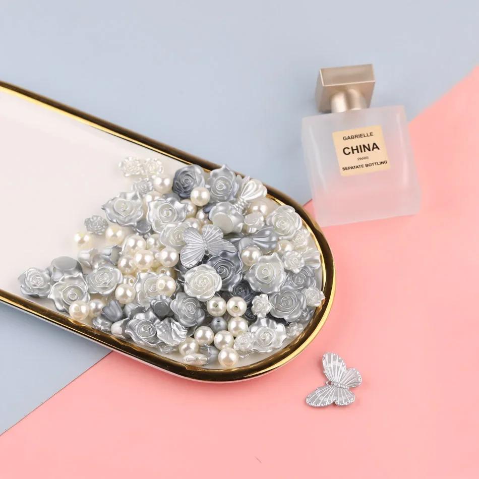 50g Baroque Beautiful Color Bow Butterfly Flower Pearl Material Pack Girl DIY Handmade Cream Gel Phone Case Hairpin Decoration