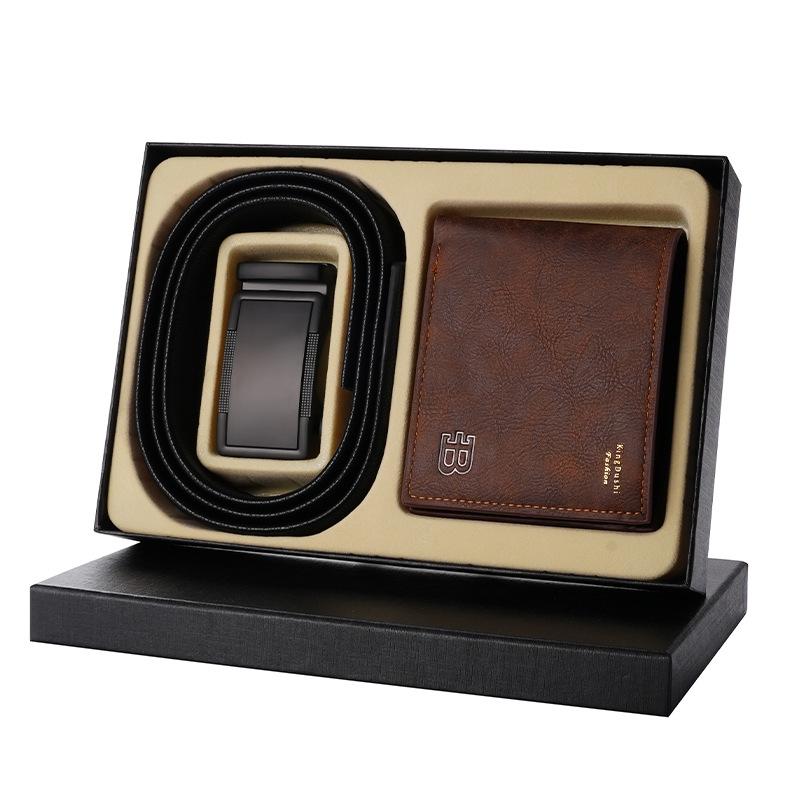 Gift Box Set Men'S Belt Wallet Combination Set Automatic Buckle Belt Wallet High-End Gift Box Gift