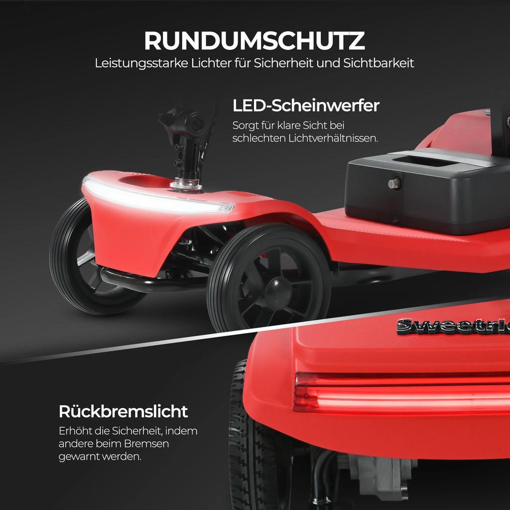 Sweetrich S2 250W 24V 12Ah Batterie Amovible Pneu 7.5 * 2.0 Scooter Électrique à Quatre Roues pour Personnes Âgées Équipé d'un Siège Pivotant Capacité de Charge 136kg
