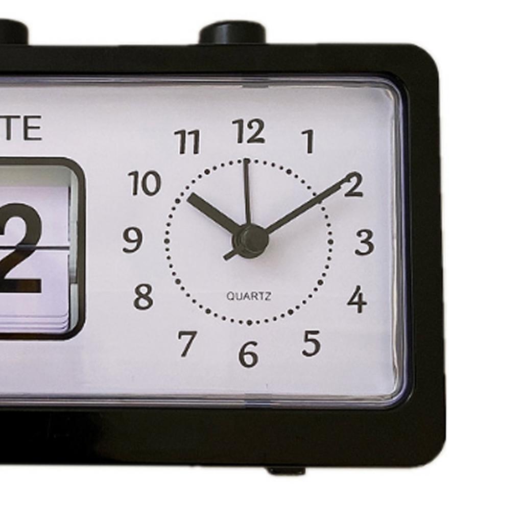 Desk Table Alarm Clock Manual Jump Calendar Desktop Alarm Clock for Study Room Office Black