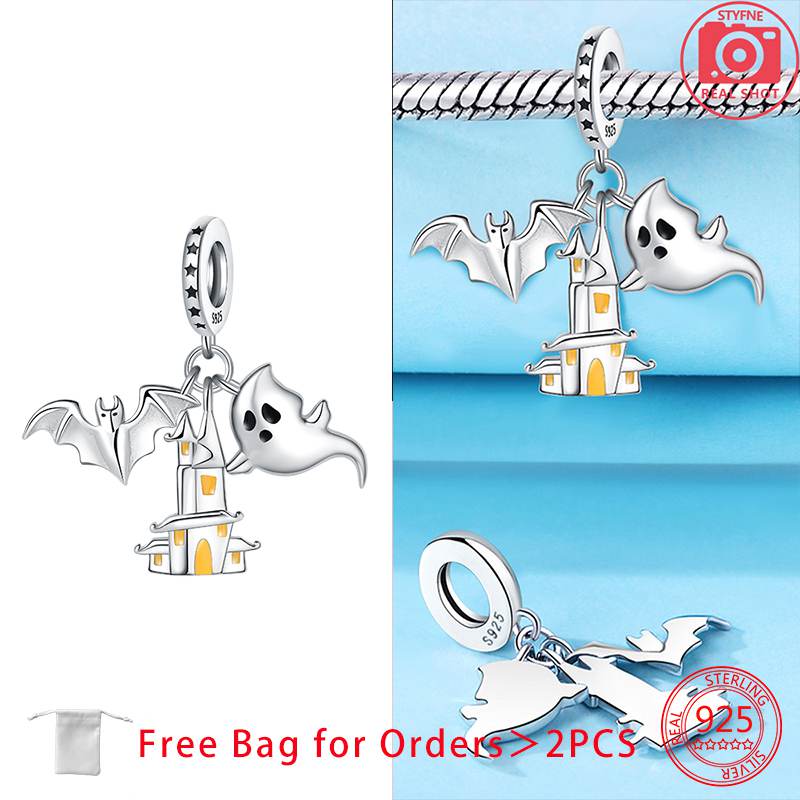 Dark Series Moon Spider Magic Hat Pumpkin Halloween Beads Copper Charms Pendant Fit Original Bracelets Diy For Women Jewelry