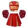 Girl's Cheerleading Uniform Fancy Dress Outfit Cosplay Halloween Costume Crop Top with Skirt and Hand Flowers