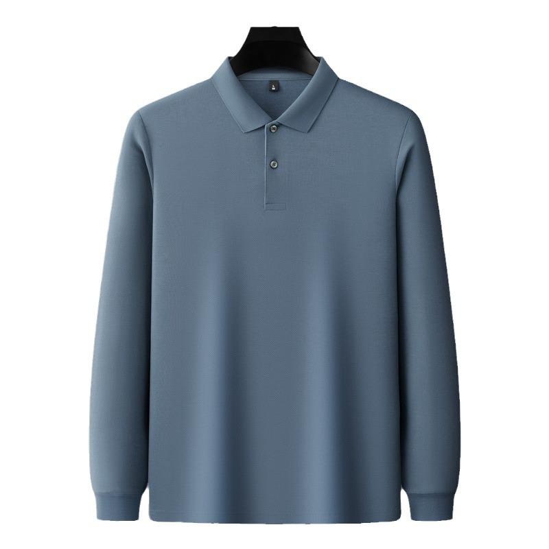 Autumn And Winter Lapel Slit Men'S Long-Sleeved Polo Shirt 100% Long-Staple Cotton Men'S Polo Shirt T-Shirt