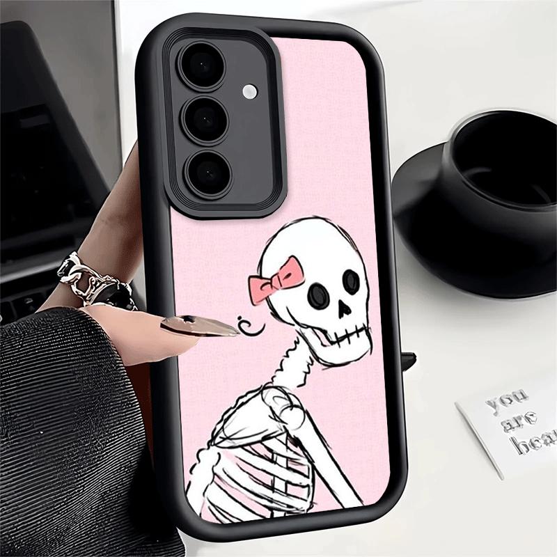 Handyhülle für Samsung Galaxy S26 S25 Ultra S24 FE Rosa Stil Totenkopf Hexe Schale S23 Plus S22 + S21 S20 5G Weiches Silikon Funda