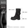 Maillard Retro Mittelschaft Martin Stiefel Damen Herbst und Winter Britischer Stil Plissierter Hosenschaft Stiefel Gestapelte Plateau Kurzstiefel