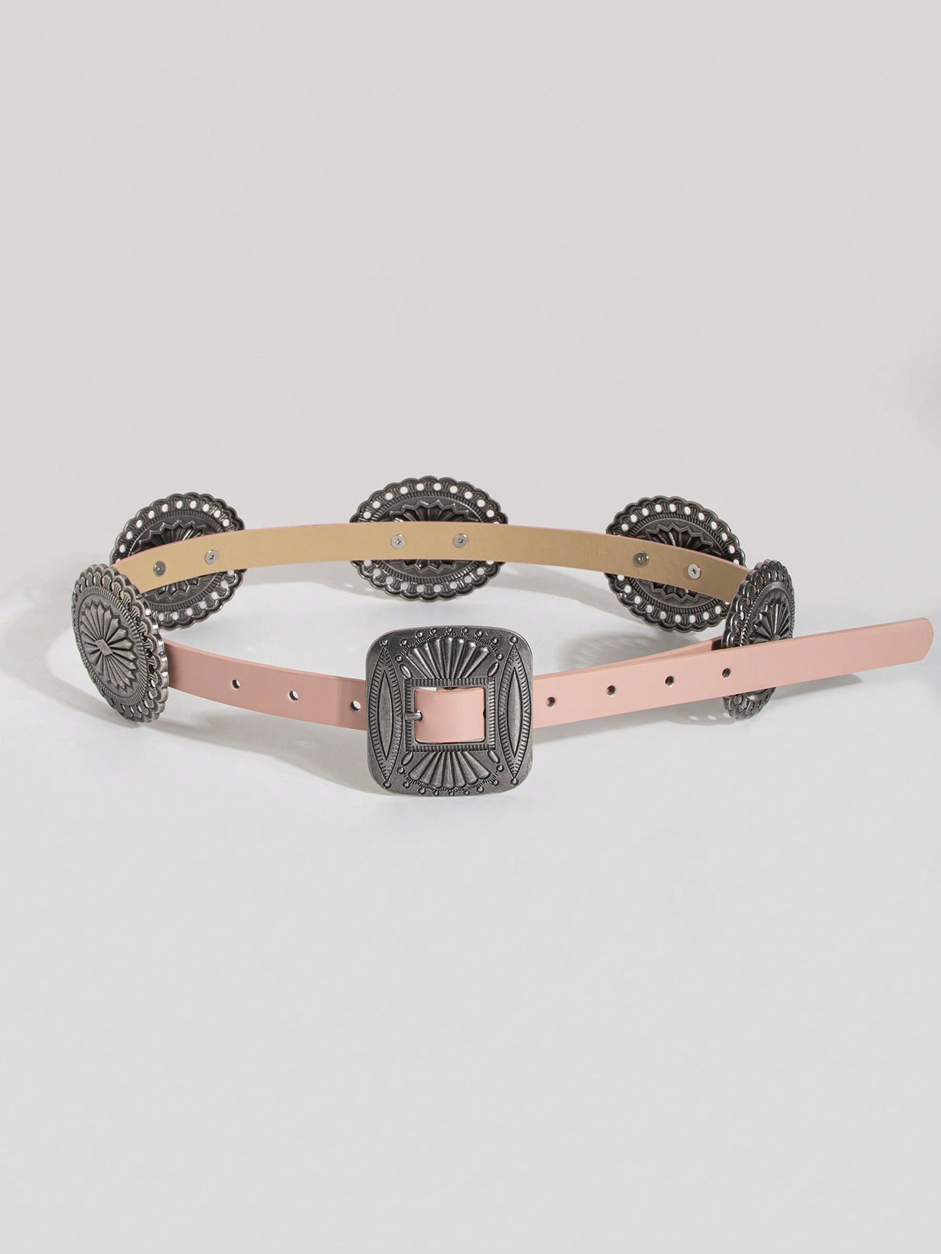 1 stuks Dames Punk Metaal Gekerfd Accessoire Cowboy Cowgirl Heavy Duty Riem Boho 100cm roze