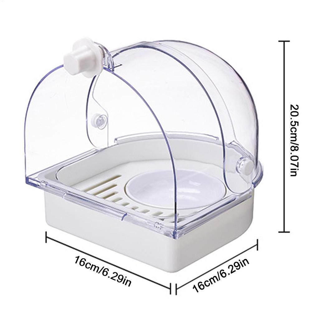 Vogelbad für Käfig Klare Badewanne Dusche Nistschale Spritzwassergeschützt Transparent Papageienbad für Käfig für Innenfenster Wellensittich