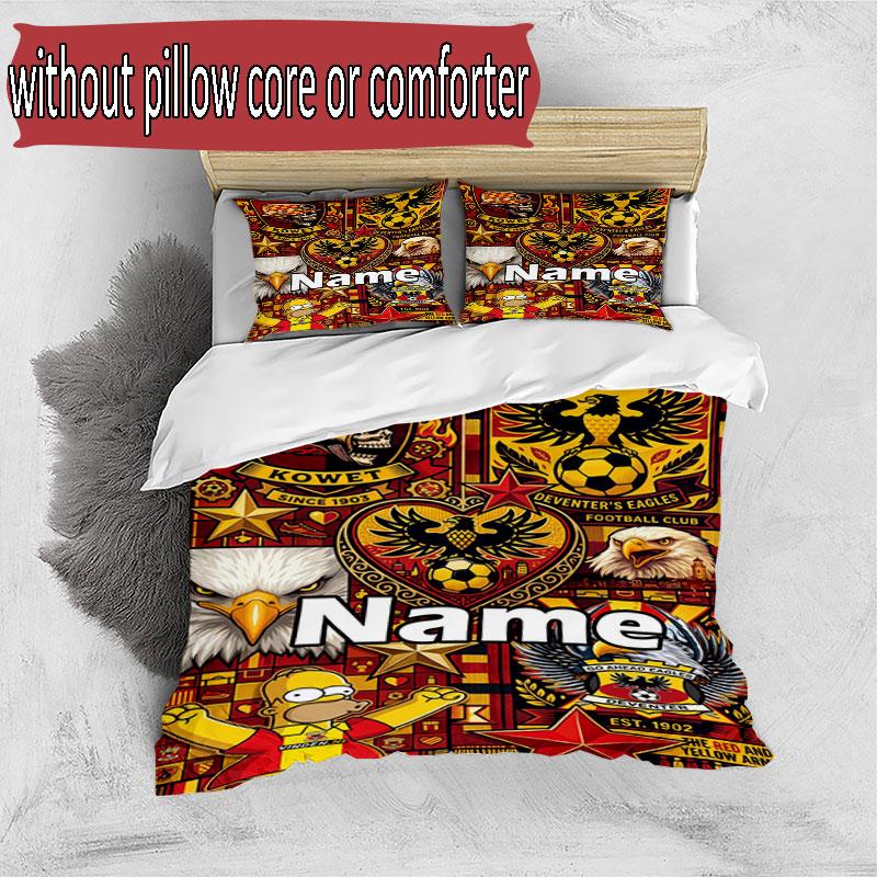 3pcs Duvet Cover Set (1*Duvet Cover + 2*Pillowcase, Without Core), Custom Name Go Ahead Eagles Pattern Bedding Set, Home Bedroom Decor Gift