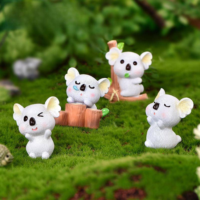 Cartoon Style Resin Koala Figurine Lovely Micro Landscape Diy Decor Crystal Ball Ornament