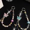 Butterfly Crystal Bead Phone Strap Pearl Anti Loss Cell Phone Chain Handheld Luxury Mobile Phone Lanyard New Year Gift
