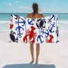 Serviette de Plage Homard Rouge Crabe Serviettes de Bain Piscine Ancre Nautique Bleue Serviette de Plage Absorbante Douce Grande Rapide Légère Camping