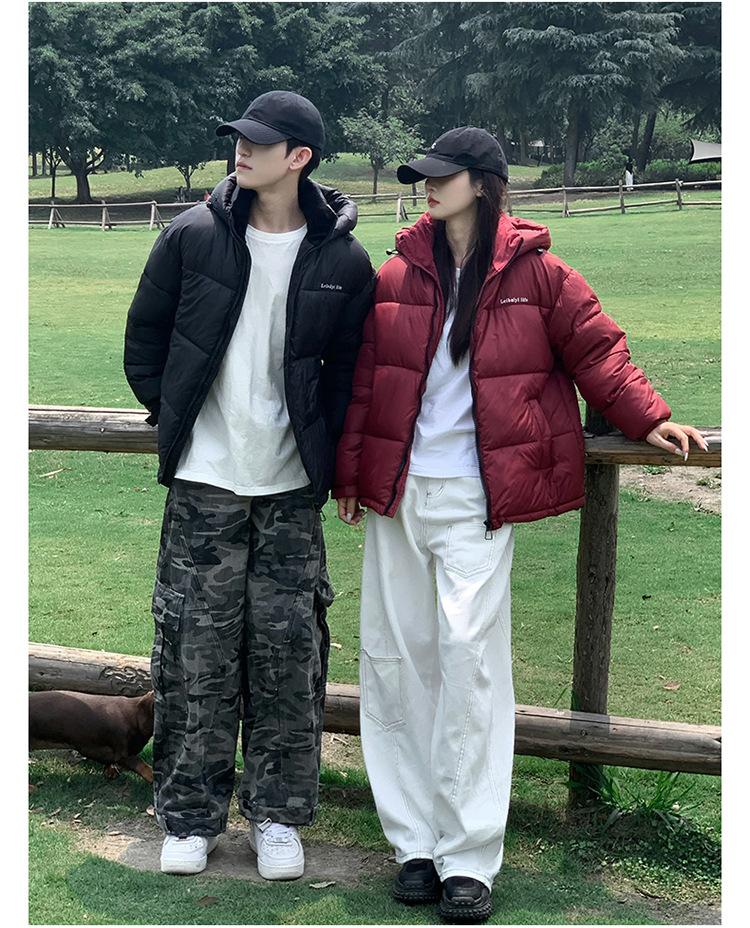 Unisex Short Hooded Winter Jacket with Big Pockets