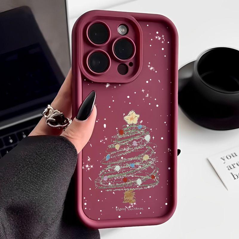 Christmas Tree Printed Soft TPU Case For iPhone 16e 15 16 Pro Max 14 Plus 13 12 11 Pro Max 7 8 XR X XS SE Shockproof Phone Cover