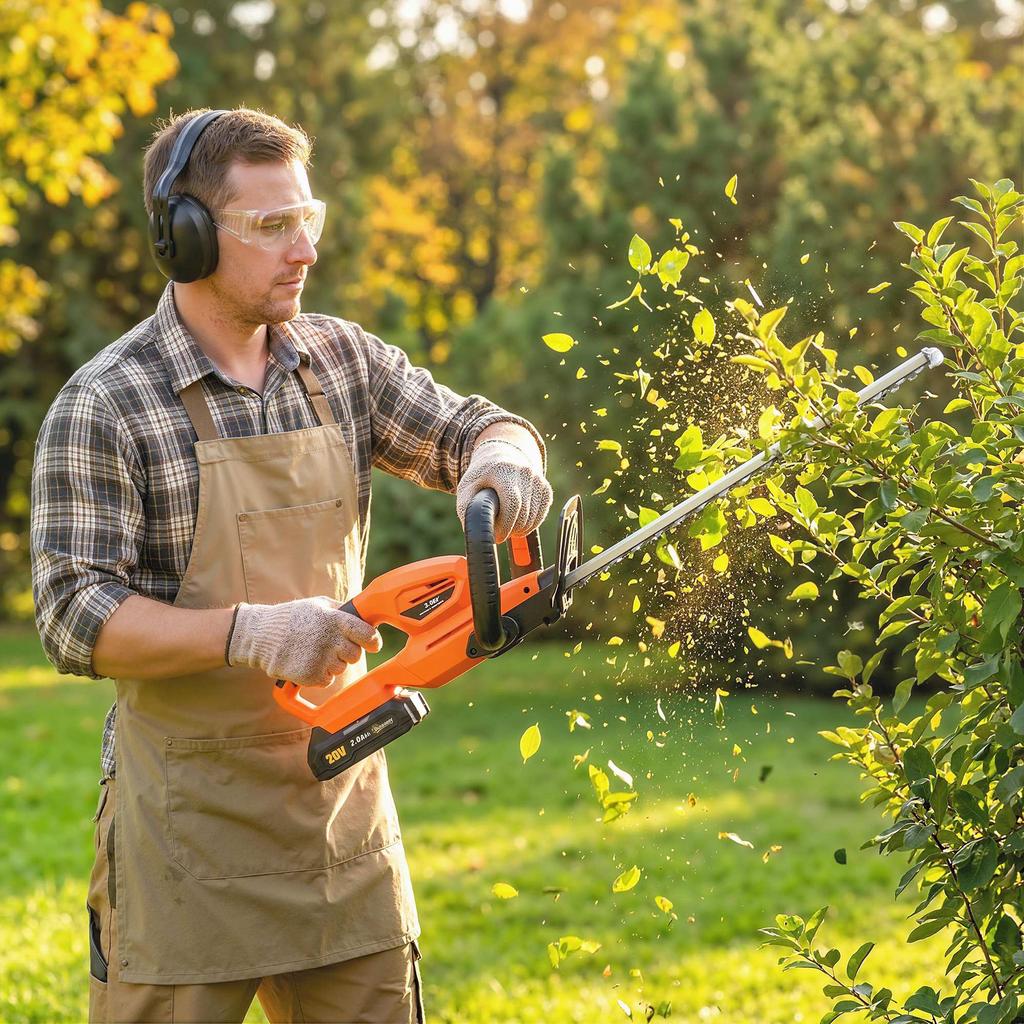 Electric Hedge Trimmer Cordless Battery-powered Hedge Cutter with 100 W Motor Power Cordless 51cm Cutting Length ABS Orange