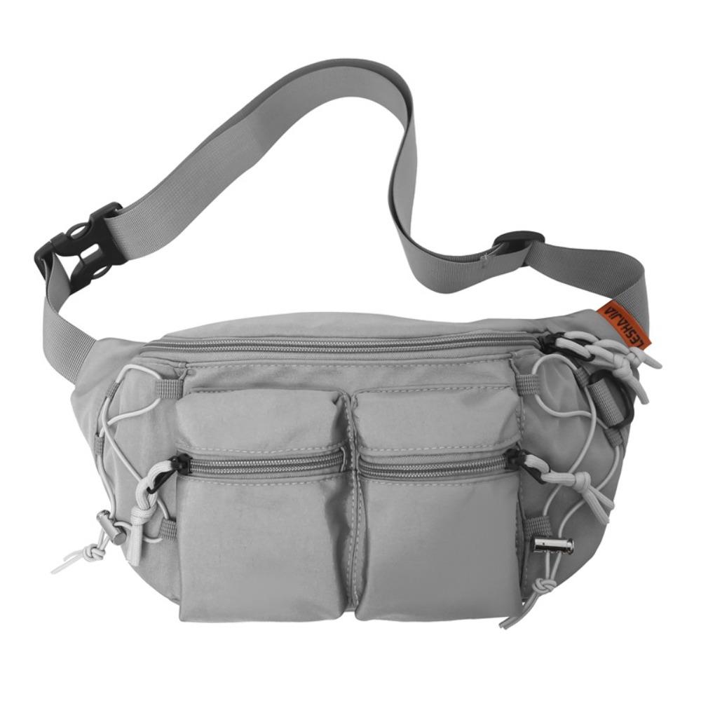 Y2k Men Waist Bag Large Capacity Sports Fanny Pack Simple Multi-pocket Chest Bag  Women