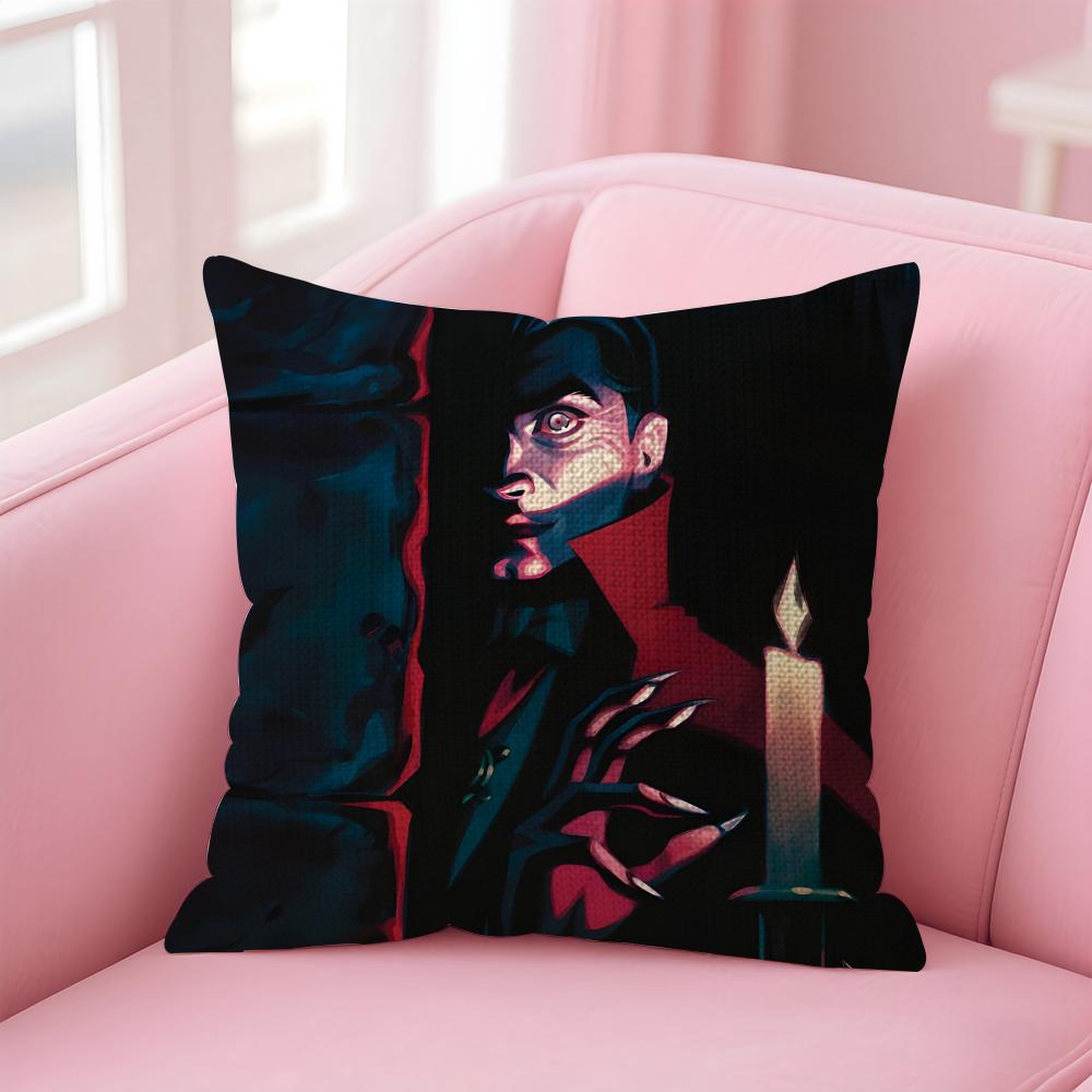 DDracula Horror Movie Cushion Cover Natural Linen Pillow Case DoubleSided Print Decorative Sofa Pillowcase Home Decor Gift