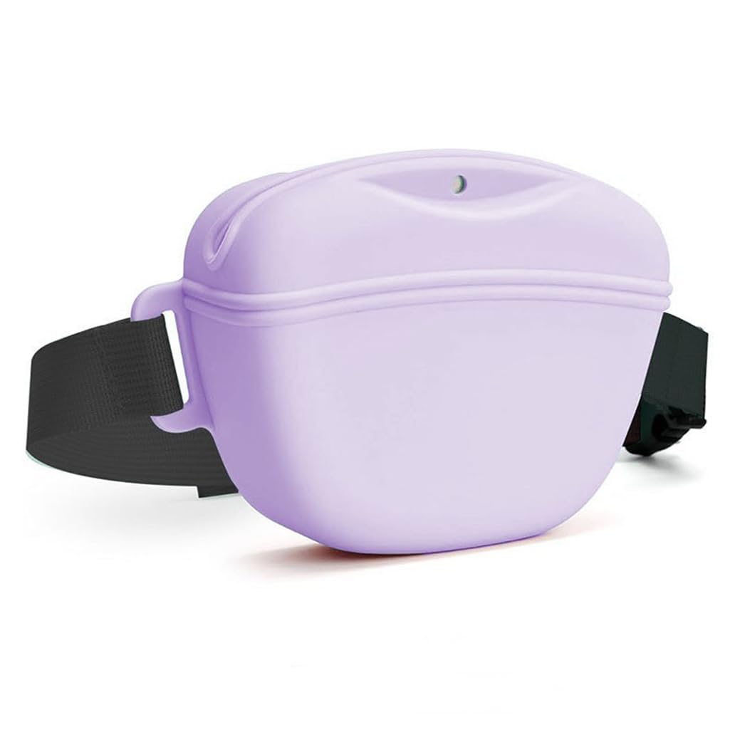 

Pet Feeding Bag Outdoor Training Dog Food Pocket Silicone Dog Treat Pouch with Waist Belt Pet Snack Pouch Walking Dog Waist Bag фіолетовий