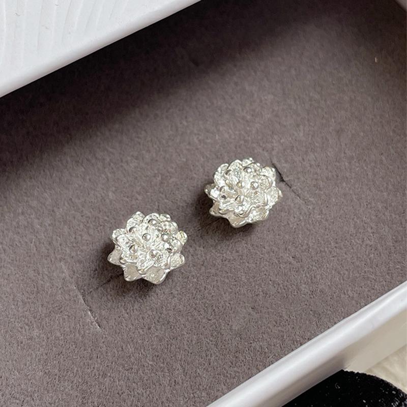 1Pair Retro Lotus Ear Bone Nail Spiral Stud Earrings For Women Girls Wedding Party  Fine Jewelry Gift