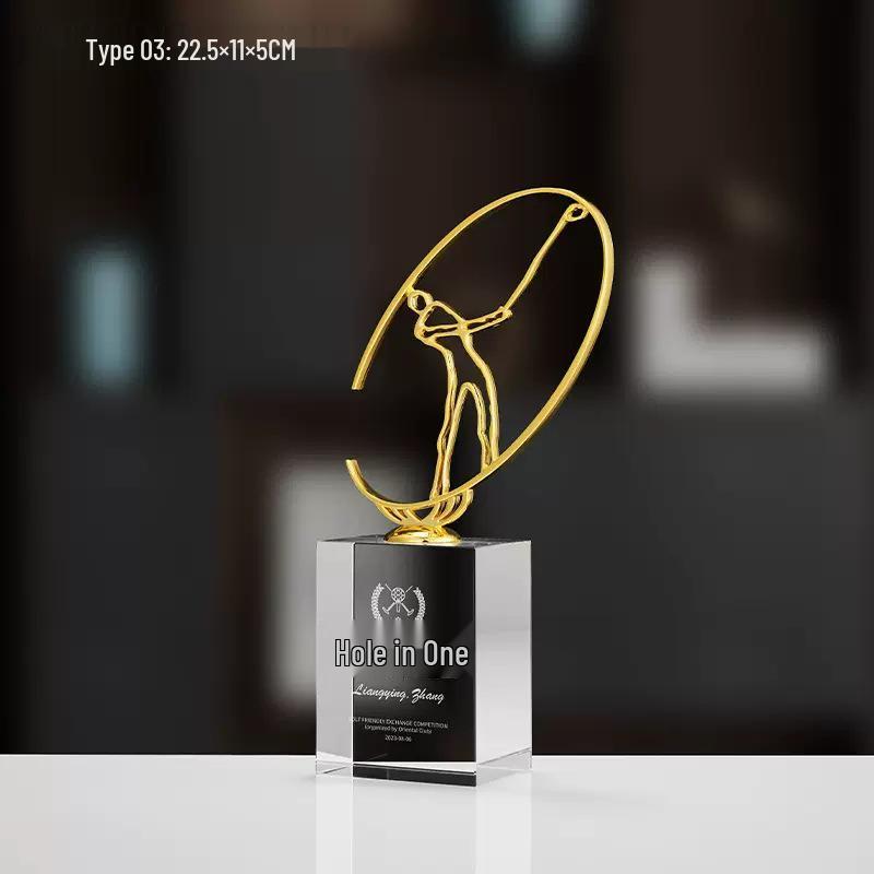 High-End Hole-in-One Golf Trophy: Metal Medal Award for Sports Events