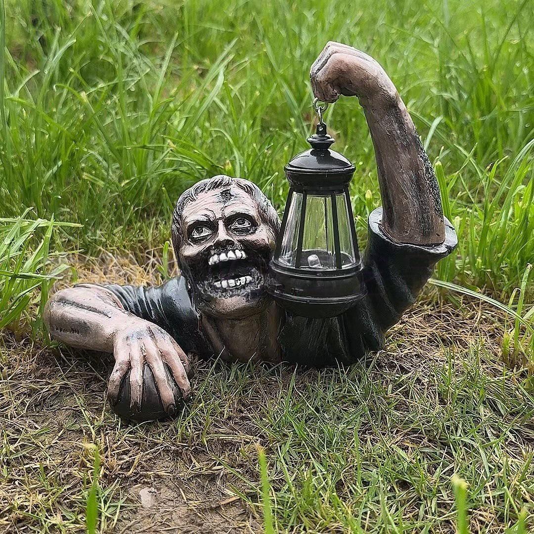 New Halloween Witch Zombie Lantern: Spooky Skeleton Ornament for Yard & Garden