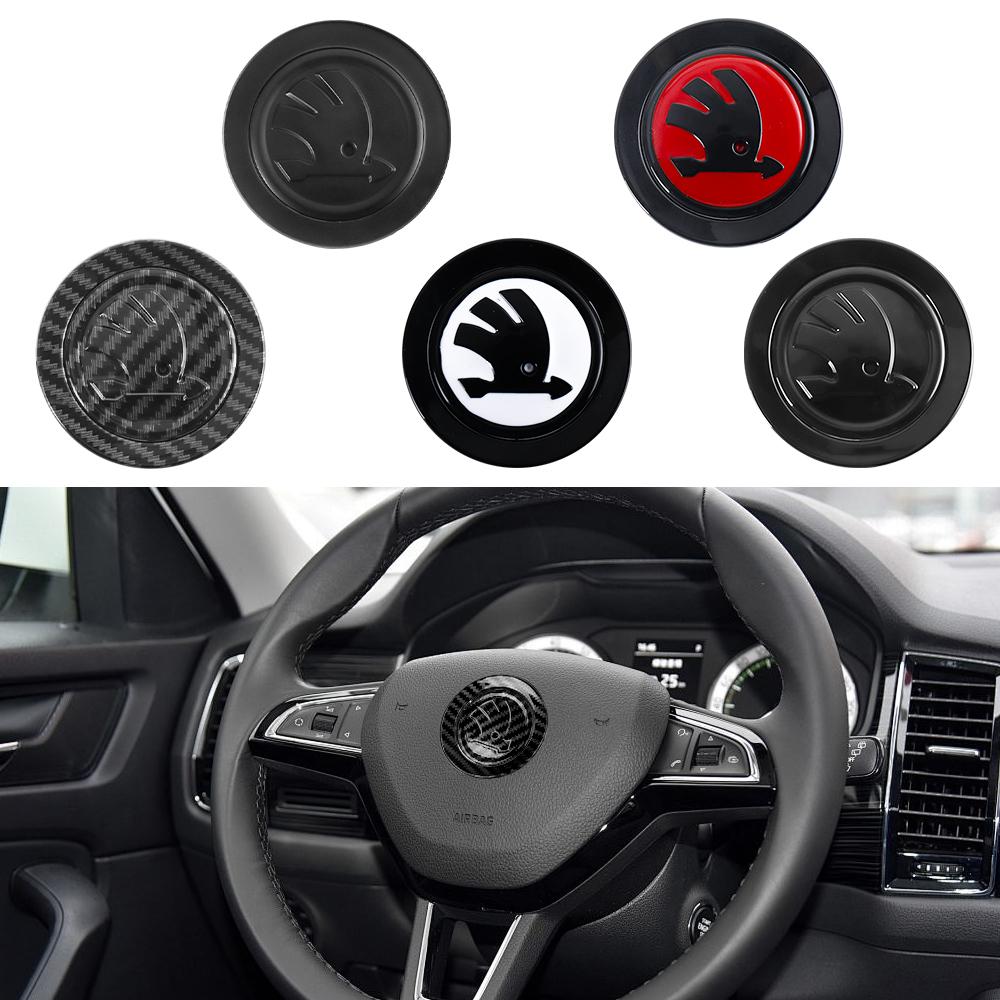 2025 New 1pcs Car Steering Wheel Emblem Cover Decoration Sticker for Skoda Octavia Yeti VRS Roomster Citigo Combi Visions RS Eny