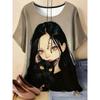 Women's T-shirt 3D Pattern Printed Casual Short Sleeved Cartoon Girl Image Print O-Neck Top Fashionable Street Women's Clothing