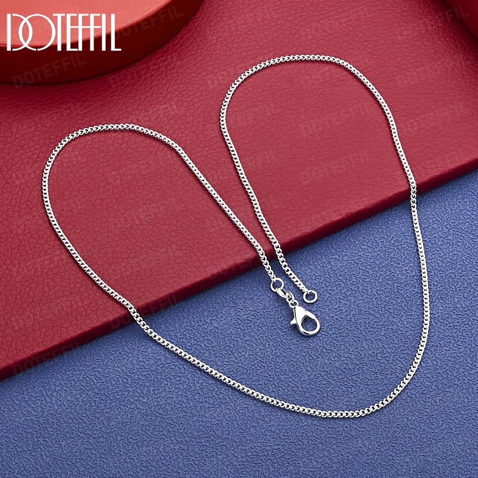 925 Sterling Silver Wedding Jewelry Necklace 2mm 16-30 Inch