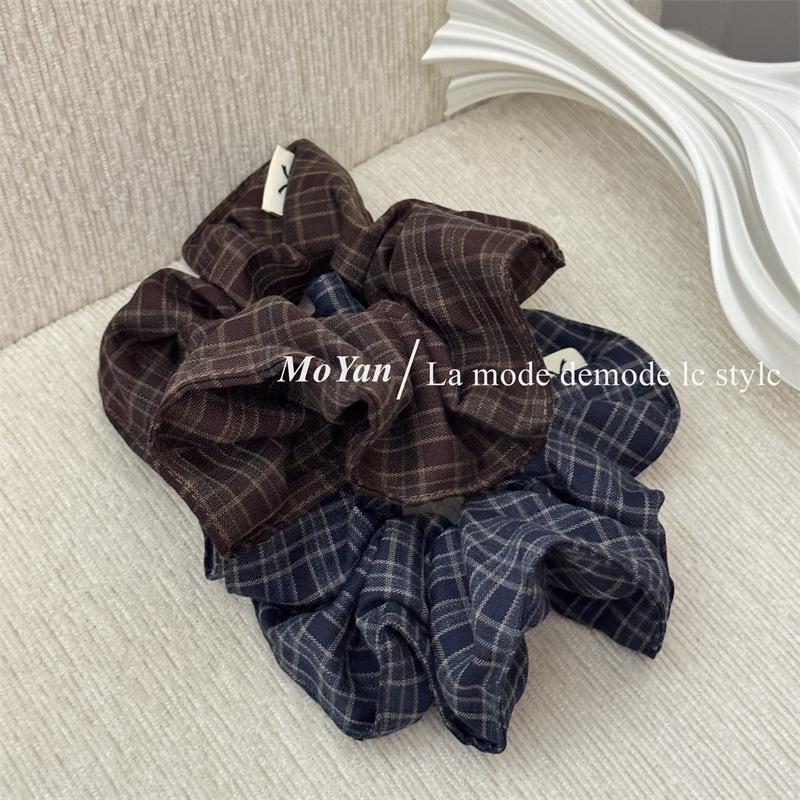 Korean Style High-End Plaid Hair Tie for Women - Versatile Hair Rope for Low Ponytails and Buns