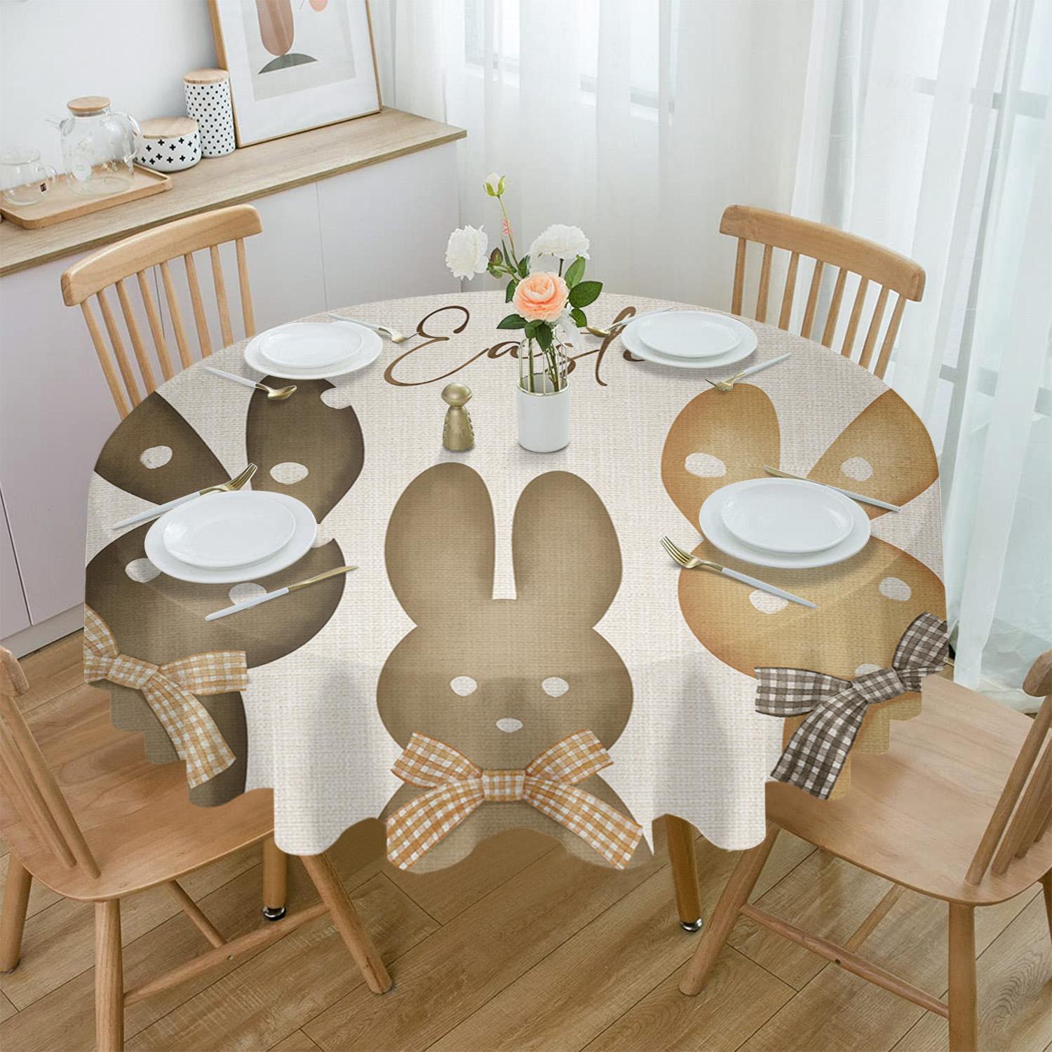 

Пасхальные эвкалиптовые яйца, кролик, круглая скатерть в горошек, праздничная обеденная водонепроницаемая скатерть, чехол для стола для свадебного декора