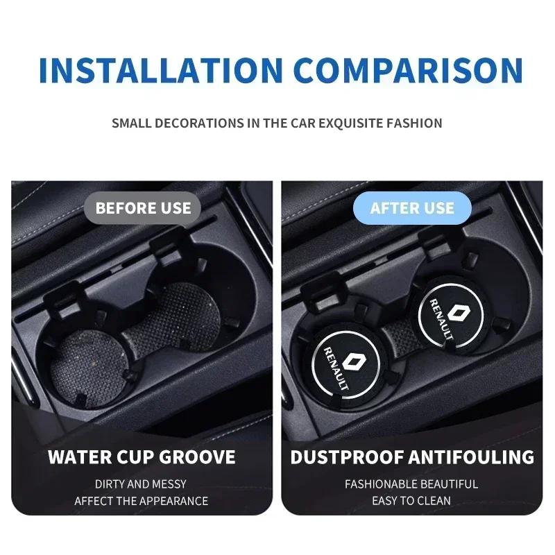 1/2pcs New Car Water Cup Slot Coasters Anti-Slip For Renault ZOE QM6 Austral Kardian Rafale Kangoo Arkana Clio Koleos Megane 2 S999