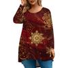 Women's Fashionable Casual Long Sleeved Plus Size  Print Top Plus Size Floral Print Top