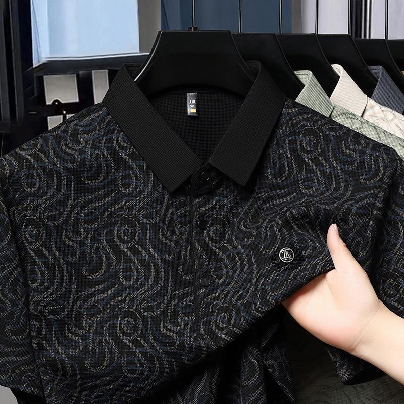 Camisa Polo Masculina Manga Curta Gola Lapela Roupa Média e Superior Camiseta Base
