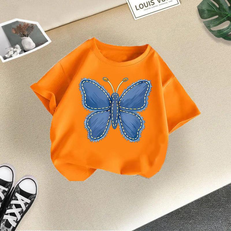 T-shirt décontracté à manches courtes pour enfants - T-shirt d'été ample pour filles avec nœud