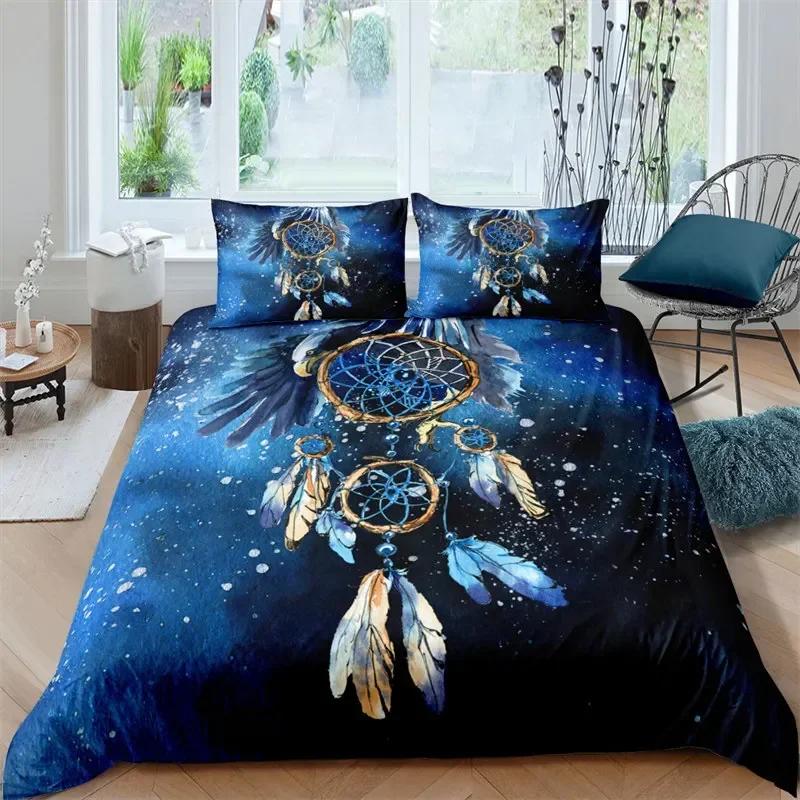 Dreamcatcher White Bohemian Bedding Set Single Twin Double Queen King Cal King Size Bed Linen Set