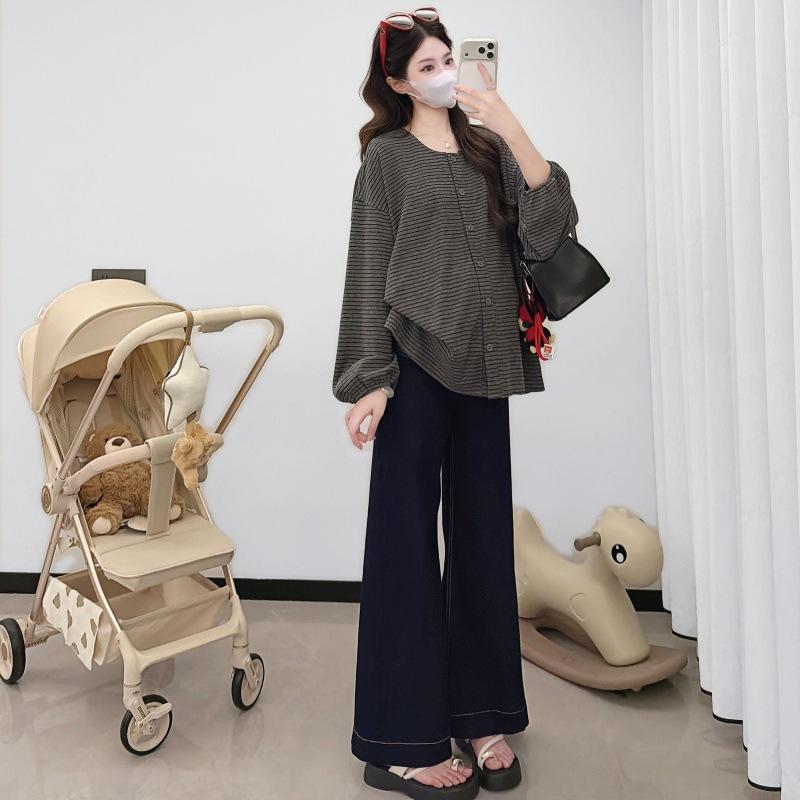 2026 Spring Korean Style Maternity Loose Puff Sleeve T-Shirt - Women's Fashionable and Simple Design