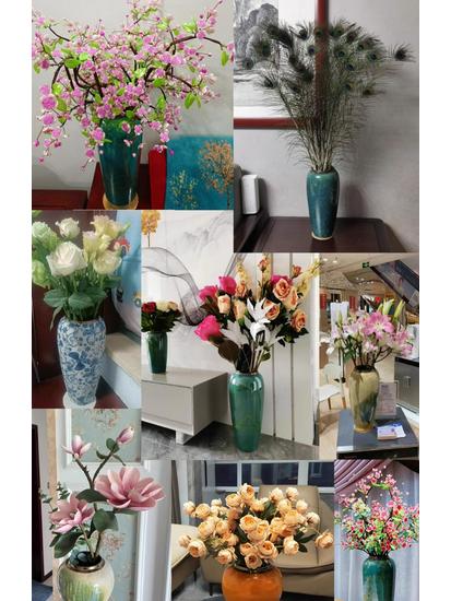 35CM Blue and White Porcelain Vase: Chinese-Style Ceramic Flower Container for Hydroponic Bamboo or Living Room Décor.