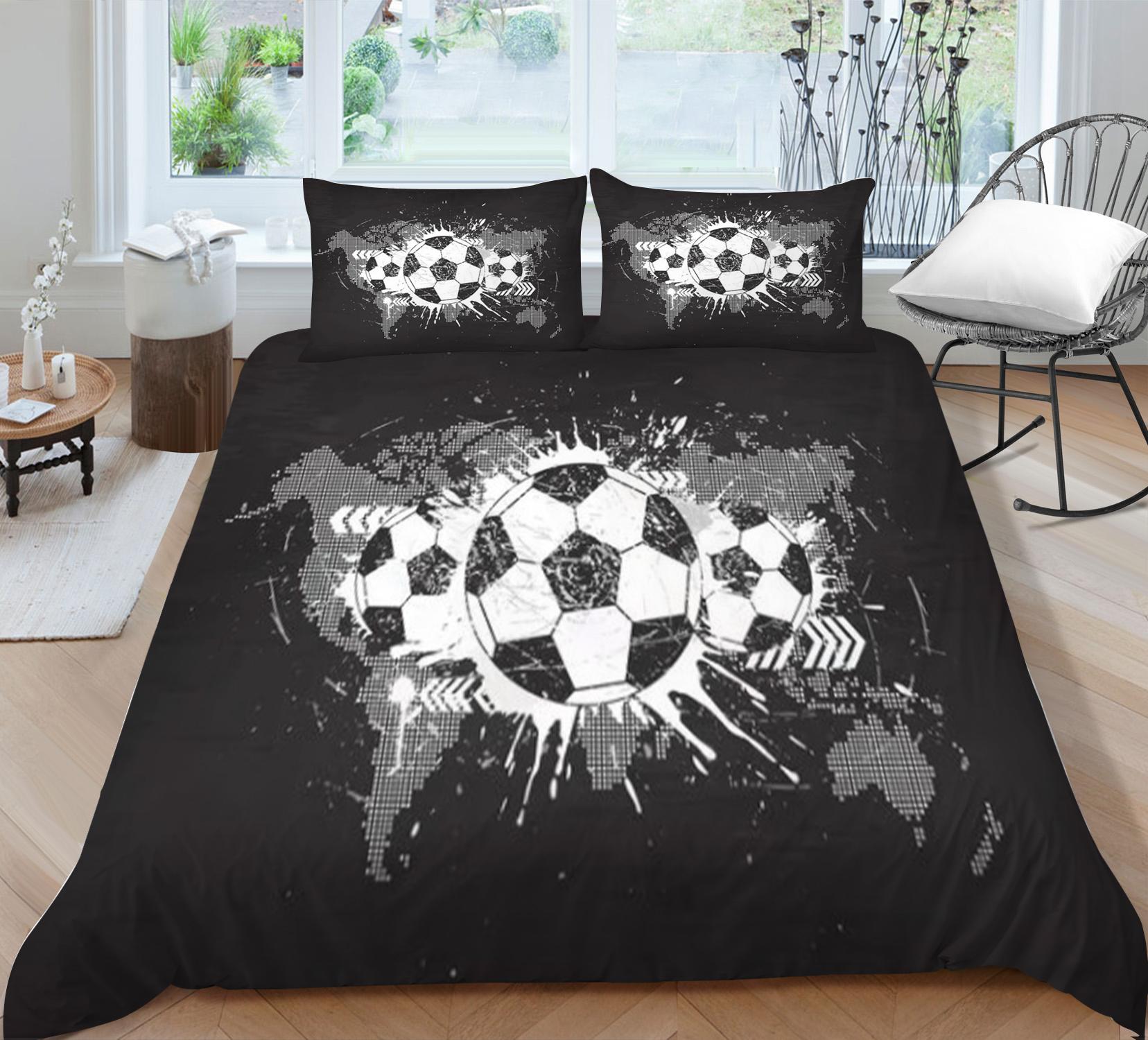

3D Футбол Печать Постельное белье Одеяло Чехол Кровать Костюм 100% полиэстер Спальня Декор Микрофибра Наволочка Дышащая теплая Single 135x200cm