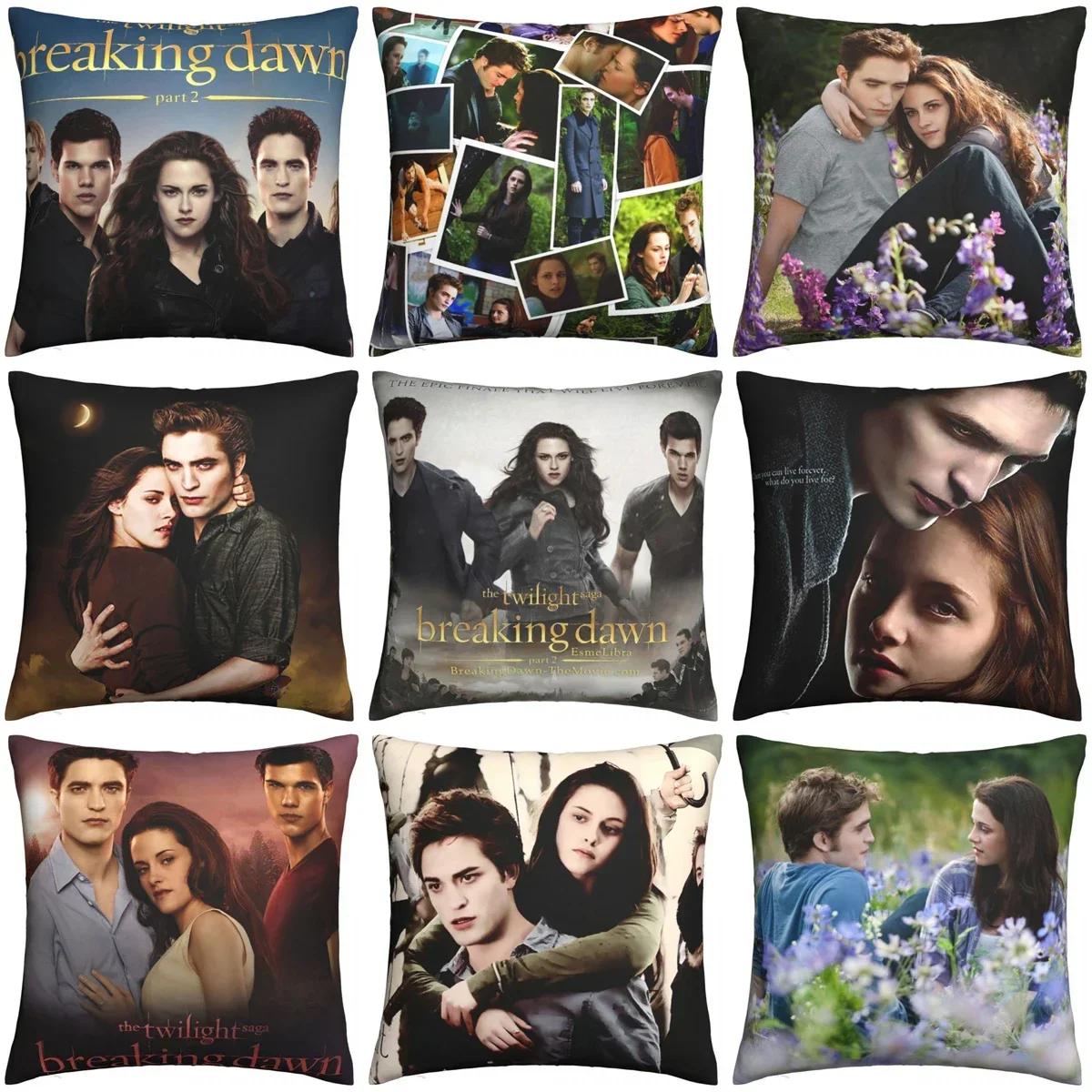 Helenal Unisex Black The Twilight Saga Breaking Dawn Pillowcase Polyester Cushion Cover Decor Movie Edward Bella Jacob Pillow Case Cover Home