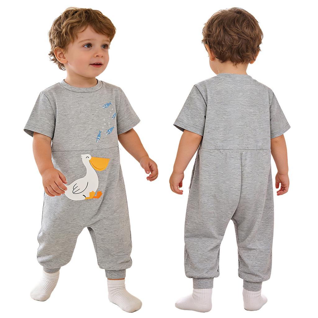 Kleinkind Baby Anpassbarer Strampler Kurzarm Reißverschluss Schrittröhre Zugang zum Füttern für Jungen Mädchen Kleidung für besondere Bedürfnisse