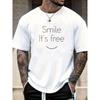 Men'S Smile It'S Free Pattern Summer Casual Round Neck Short T-Shirt