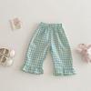 Baby Girls Straight Pants Classic Plaid Casual Trousers Korean Style Summer Kids Clothing