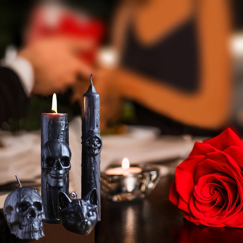 1PC Black Skull Aroma Candle Decor Candle Gothic Horror Scented Candle Macabre Skeleton Wax Melt