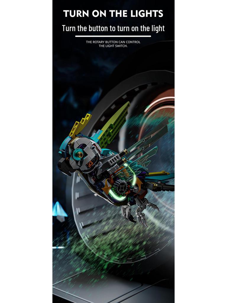 Lego-Compatible Mechanical Parrot, Shark, Whale, and Octopus Assembly Model Toys