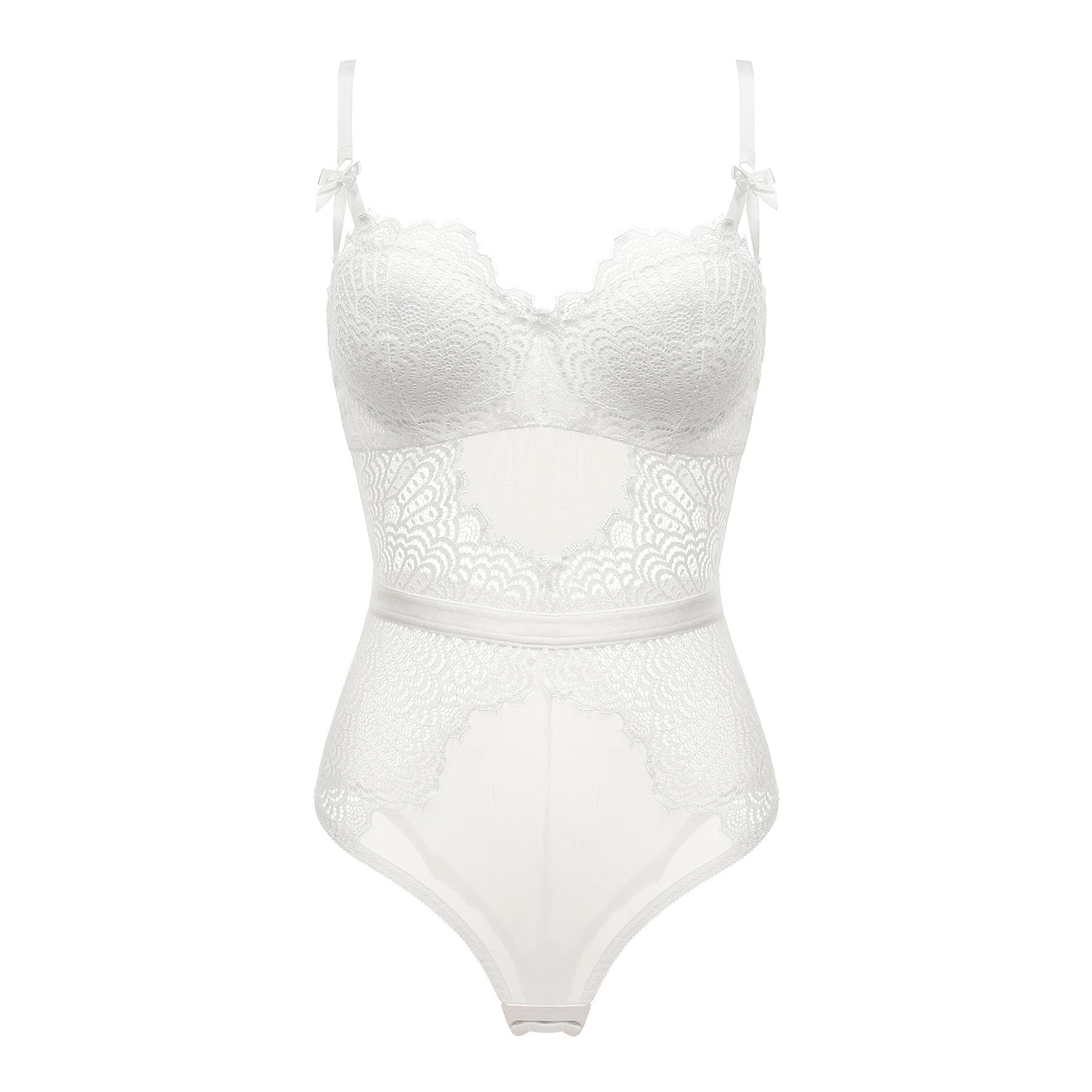 

Жіноча цільна білизна Push-Up, тонка дихаюча коректуюча білизна з маленькою чашкою Сексуальне мереживне боді з бюстгальтером 75B