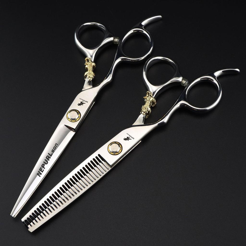 6.0 Inch Nimpson Silver Little Golden Tiger Hair Scissors, Left Hand Scissors, Flat Scissors, Bangs Scissors, Tooth Scissors, Thin Scissors