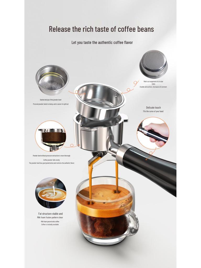 HiBREW H10B Semi-Automatic Coffee Machine with Milk Frother for Home and Office Use