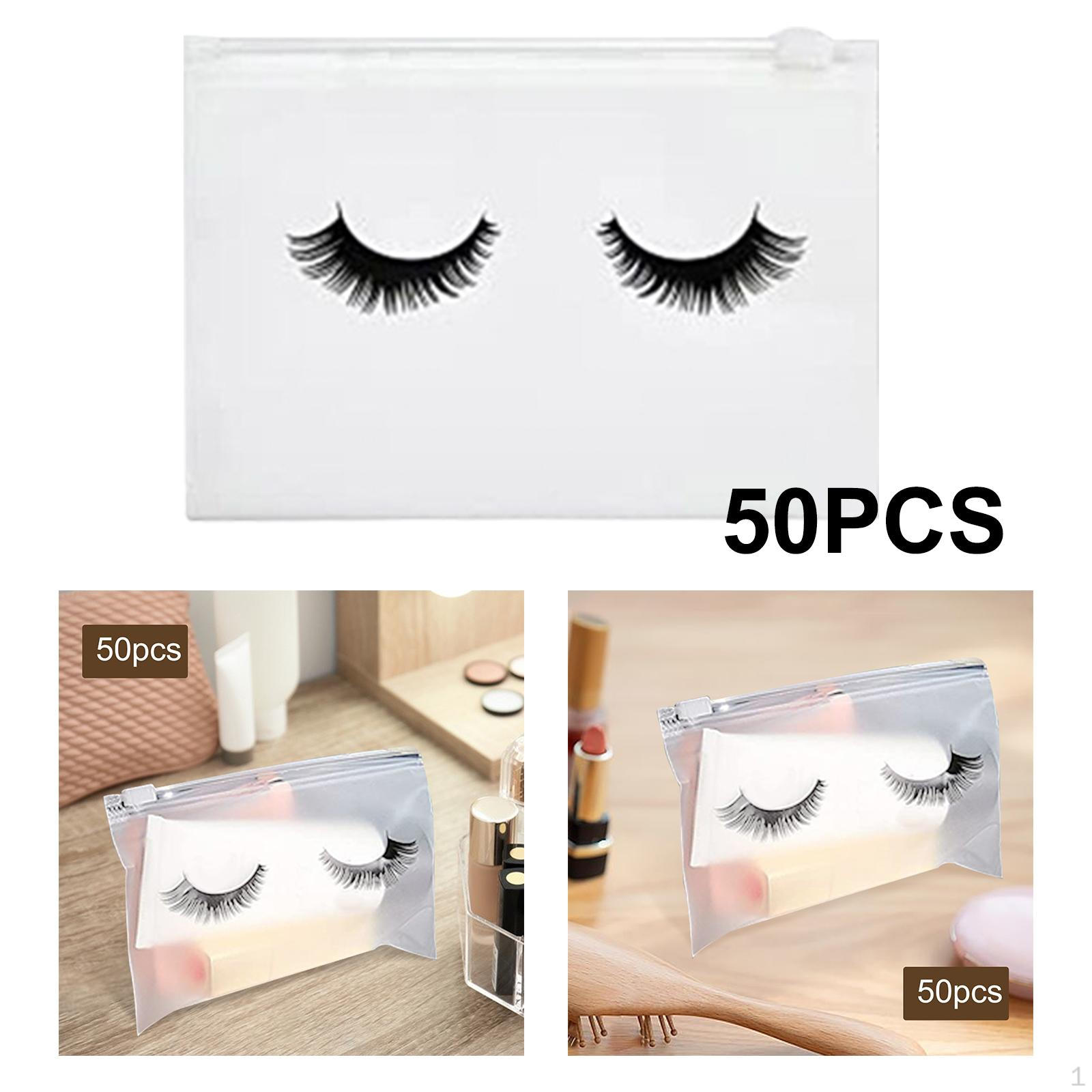 

50 шт. Сумочки для вій Порожні косметички на блискавці для макіяжу вій Багаторазові Миються Багатофункціональний інструмент 15x10cm White